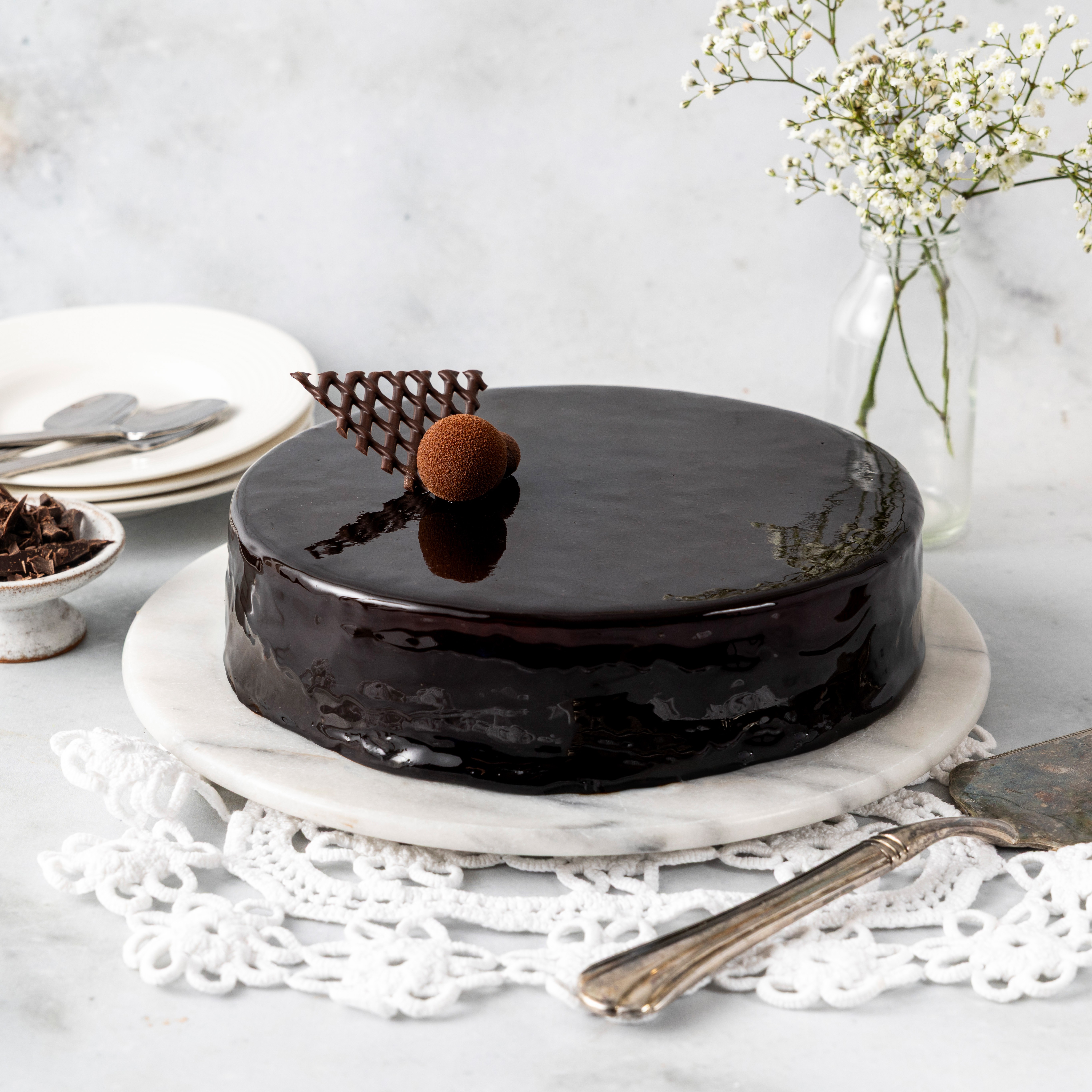 Nyhet! Glasert sjokolademoussekake